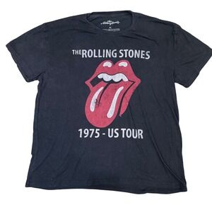 Rolling Stones 1975 US Tour Graphic T-Shirt Rock Band Tee XL‎